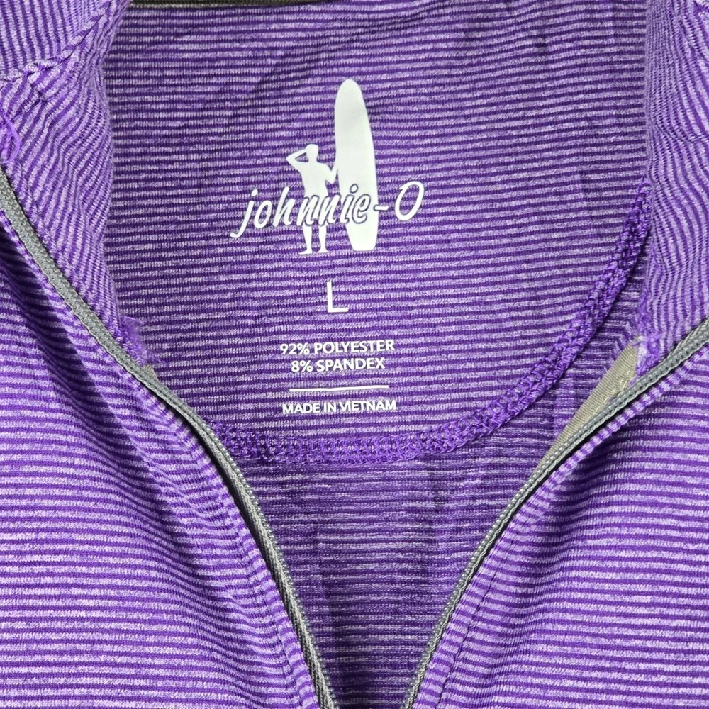 Johnnie-O Vaughn NSU Purple Striped Quarter Zip Pullover‎ Mens Large JMKO1890